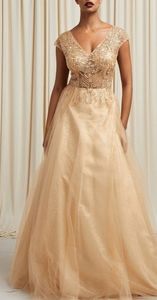 COPY - Gold beaded formal evening wedding bridesmaids mother of the bride dress